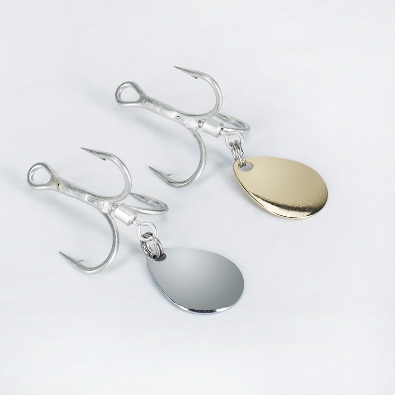 1pcs Kait Treble Baja Karbon Tinggi Dengan Sendok Sliver/Glod Putar Payet Memancing Tackle Dengan Duri Jangkar Lure Untuk Trout Bass Air Tawar Air Asin