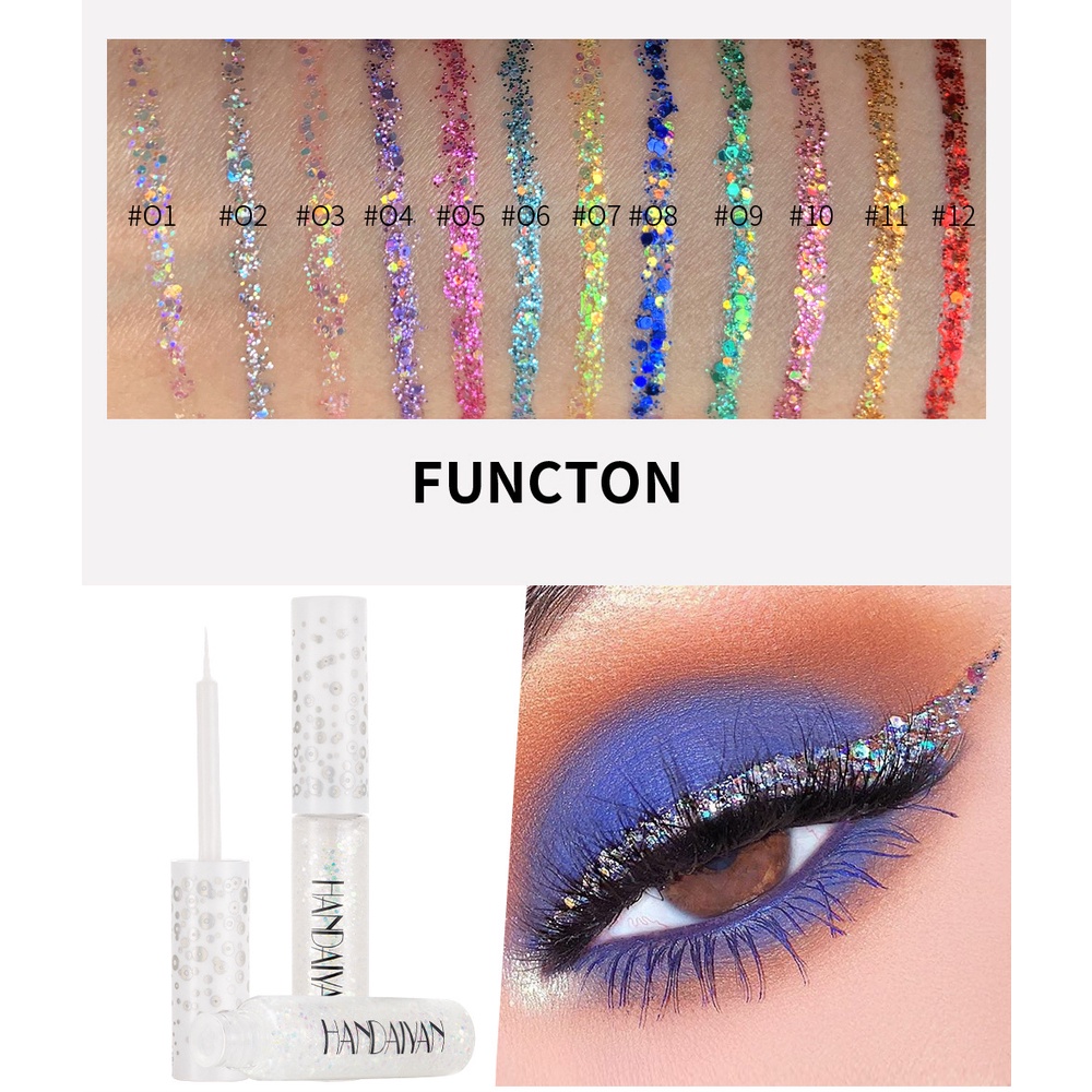 【 Baru】ALLPHV Liquid Glitter Eyeliner Shimmer Glitter Eyeshadow Beauty Sets Long Lasting Waterproof Sparkling Eye Makeup Set