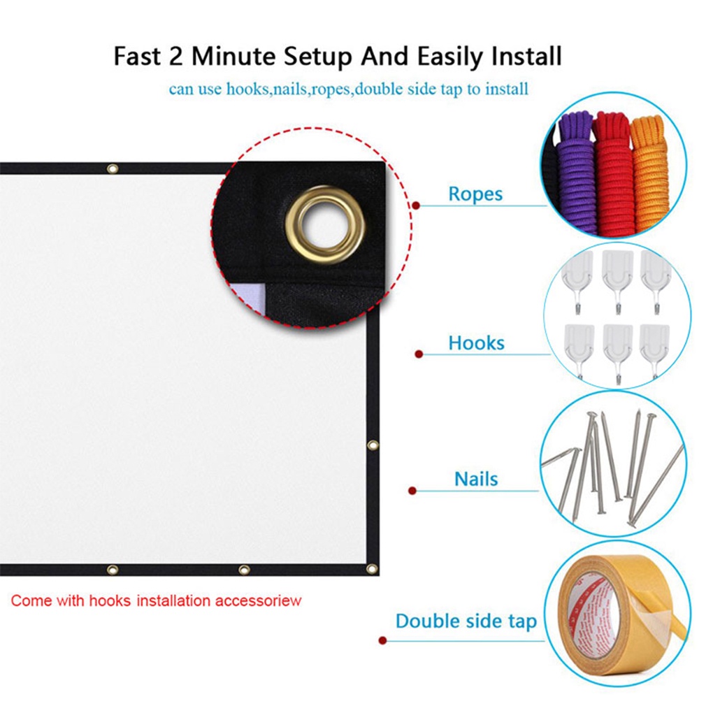 Layar Proyektor Portable 100 inch/Kain Layar Proyektor/Screen Projector/Projector Screen Portable