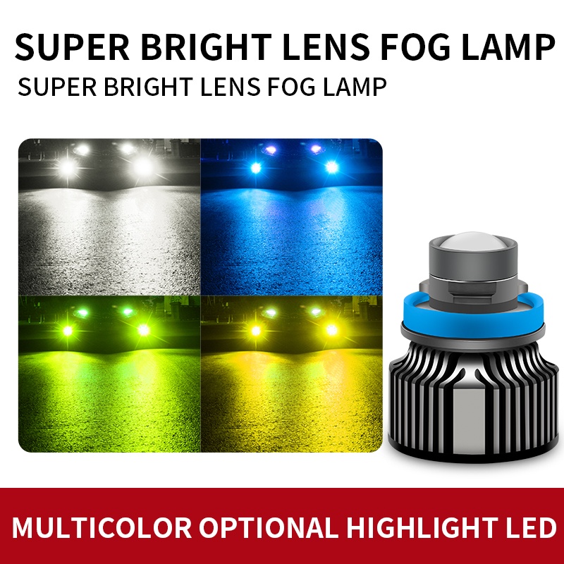 Dual color Laser led headlight Warna Hijau Lemon h7 h11 9005 9006 50w Lampu Kabut Lensa led Kuning Hijau Putih Bohlam led Mobil