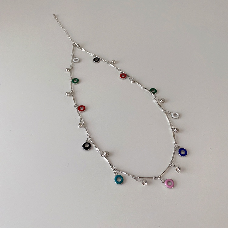 Kalung Desain Rumbai Donat Warna-Warni Perempuan Korea Fashion Choker Rantai