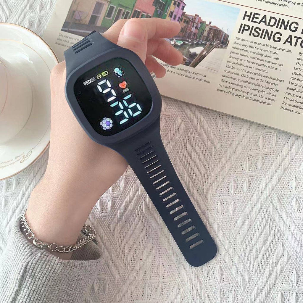 COD✅ Jam Tangan Digital Sport Wanita Pria Rubber Anti Air Watch With LED Display Fashion Electronic Ready Warna Candy Bahan SIlikon Import Premium