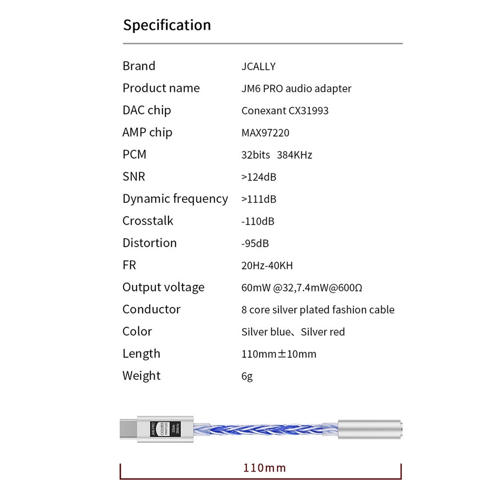 Jcally JM6 Pro Type-C Ke 3.5mm Dual DAC CX31993 MAX97220 Digital Audio Portable Decoding Amp Hifi DAC Adaptor Handphone