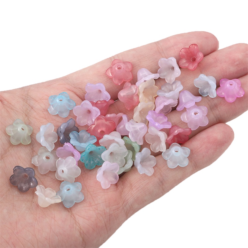 100 Pcs Transparan Akrilik Gradual Change Two-Color Flower Beads Spacer Kalung DIY Perhiasan Accssories