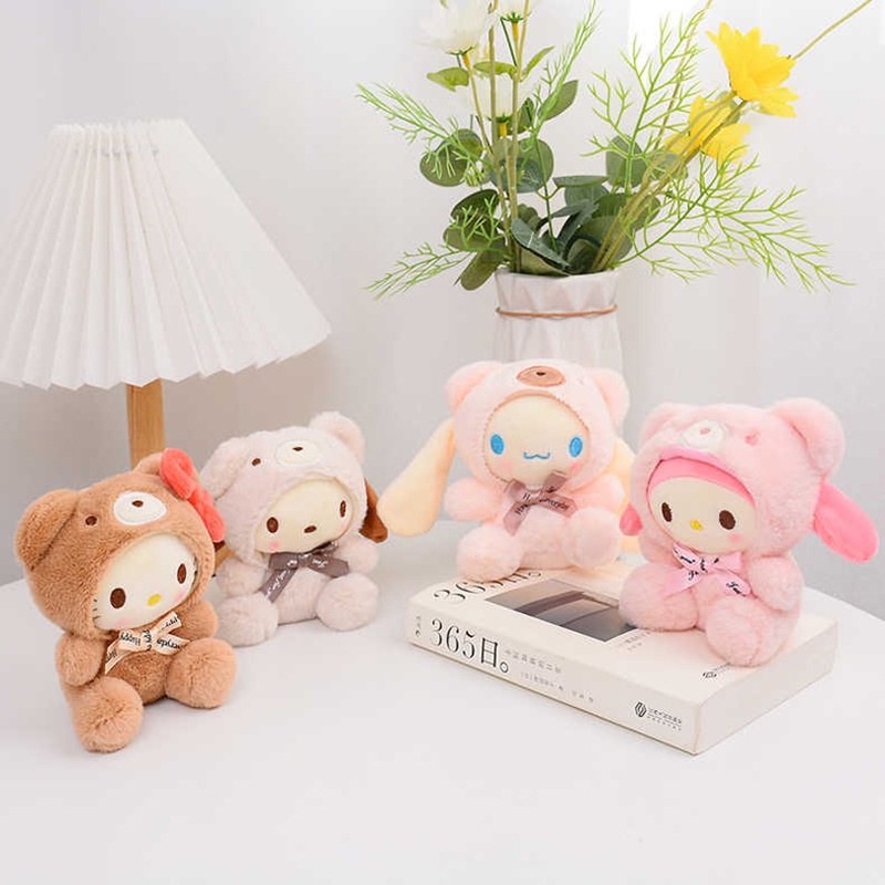 Kawaii Hello Kitty Gantungan Kunci Sanrio Anime Kartun Melody Kuromi Cinnamoroll Mainan Lucu Liontin Boneka Gantungan Kunci Mobil Gadis Mainan Anak