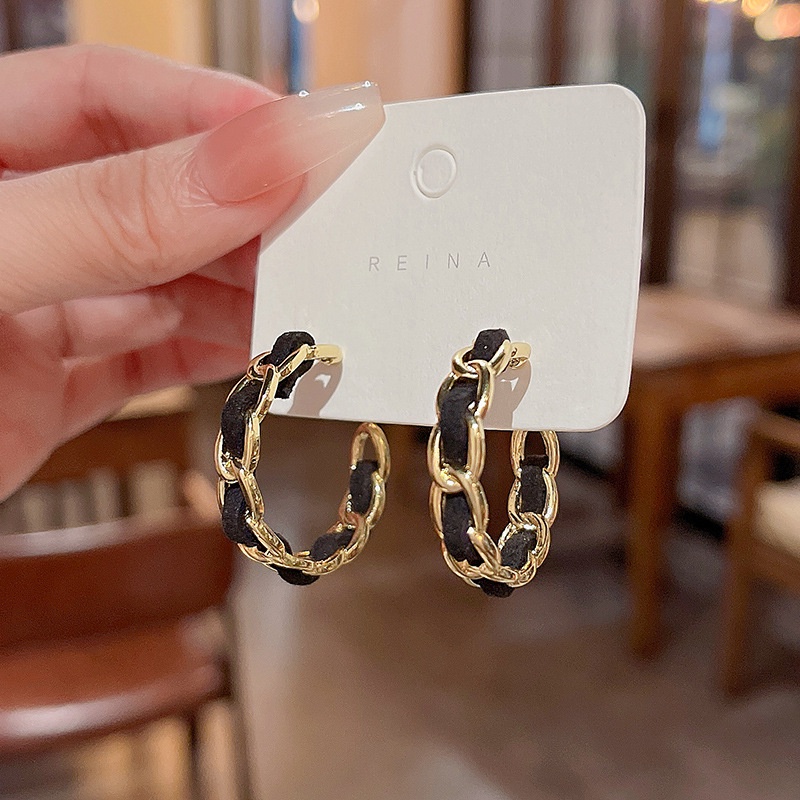 925jarum Perak Mewah Anting Bulat Fashion Berbentuk C Anting Rantai