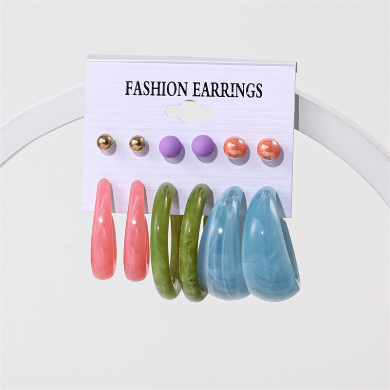 Trendi Warna-Warni Anting Akrilik Untuk Wanita Warna Macaron Bunga Hati Bola Berlebihan Stud Earring Perhiasan Pesta