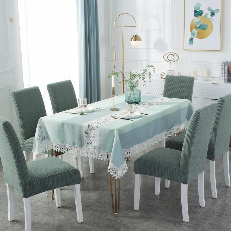 Nordic Table Cloth / Taplak Meja Makan Velvet Anti Panas Renda Tebal Motif