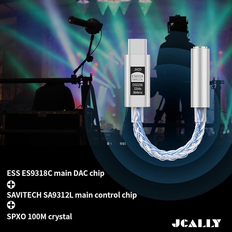 Jcally JM25 Type-C to 3.5mm ES9318C 8core DAC Digital Audio Portable Decoding Amp Hifi DAC Adaptor Handphone DSD256