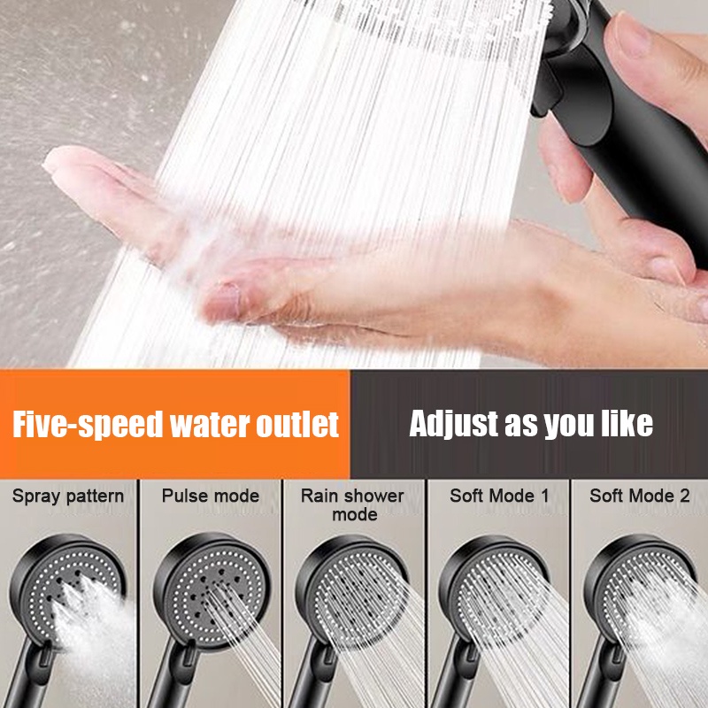 Semprotan Bidet Hemat Air Genggam 5gear Tekanan Tinggi Shower Nozzle Ramah Lingkungan Tergantikan Kepala Shower Head Air Kuat Outflow Showerhead