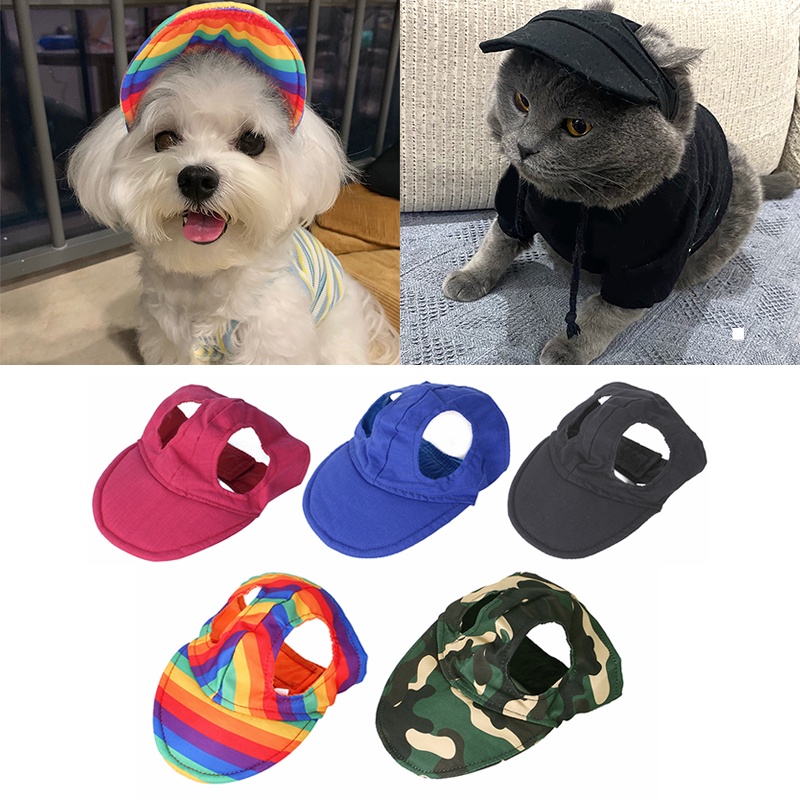 Topi Anjing Peliharaan Lucu Velcro Penyesuaian Topi Anjing Baseball Dengan Telinga Terbuka Topi Aksesoris Luar Ruangan Topi Bonnet Matahari Untuk Teddy Chihuahua