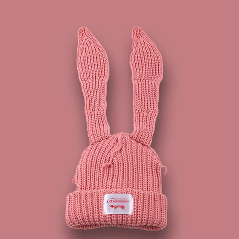 Topi Kelinci Rajut Long Ear Skullies Beanie Rabbit Ears Hat Topi Kelinci Lucu Rabbit Hat