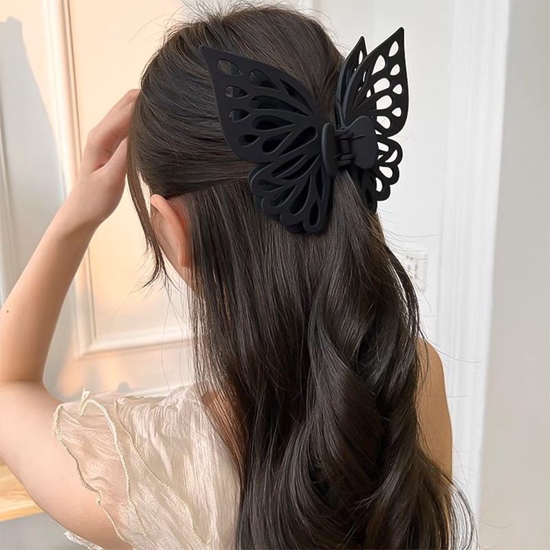 [KD] Klip Cakar Rambut Kupu-Kupu Buram Perempuan Dilubangi-out Double-layer Klip Rambut Serbaguna