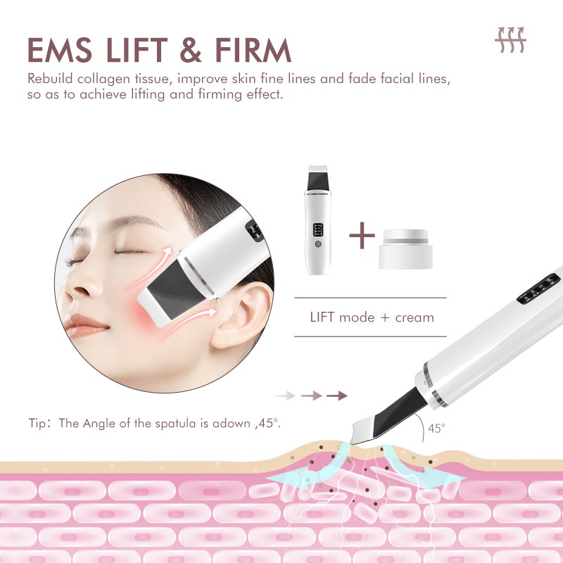 Ultrasonic Facial Scrubber Penghilang Komedo Komedo Penggosok Kulit Wajah Mild Supersonic Mar Remover Alat Perawatan Wajah