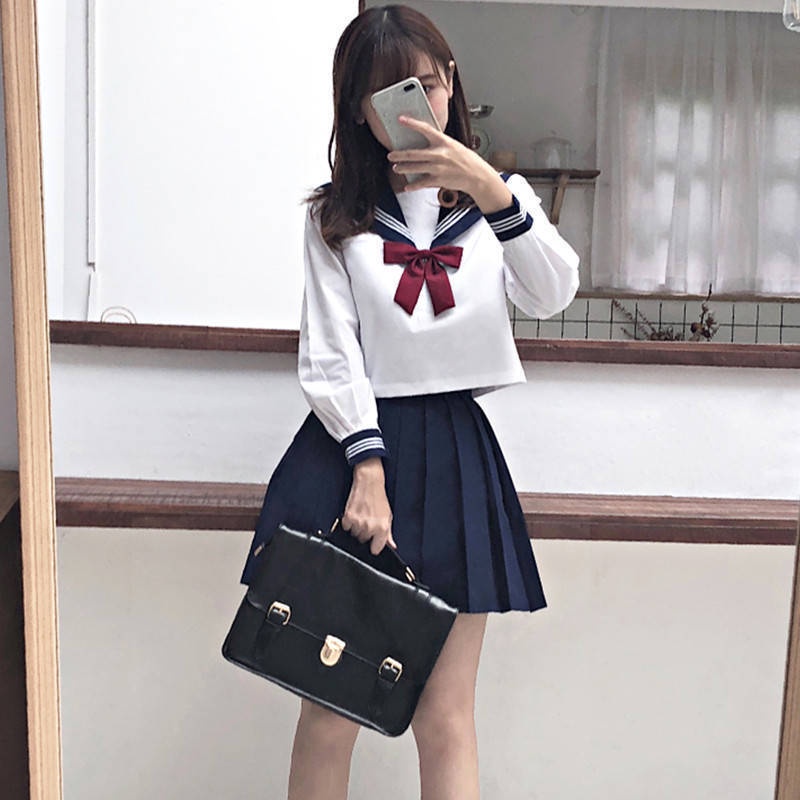 Japanese Style S-2xl Student Girls School Uniforms Girls Navy Costume Women Sexy Navy JK Suit Sailor