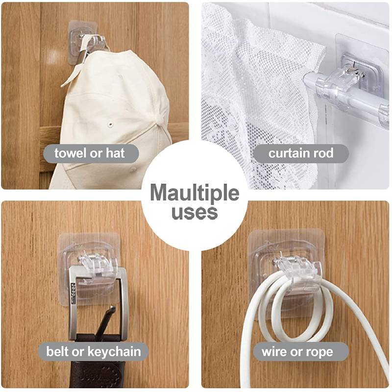 [Unggulan] Gantungan Dinding Penyimpanan Kait Kamar Mandi Dapur Gantungan Kait Tanpa Bor Gorden Hooks Holder Towel Rod Hook Self Adhesive Curtain Rod Bracket Kait Penjepit Bebas Paku