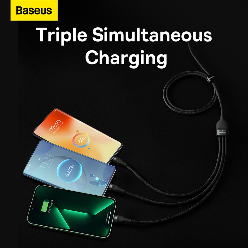 Baseus 3IN1 100W Kabel Data Baseus Flash Series Fast Charging Micro Lightning Iphone Type C