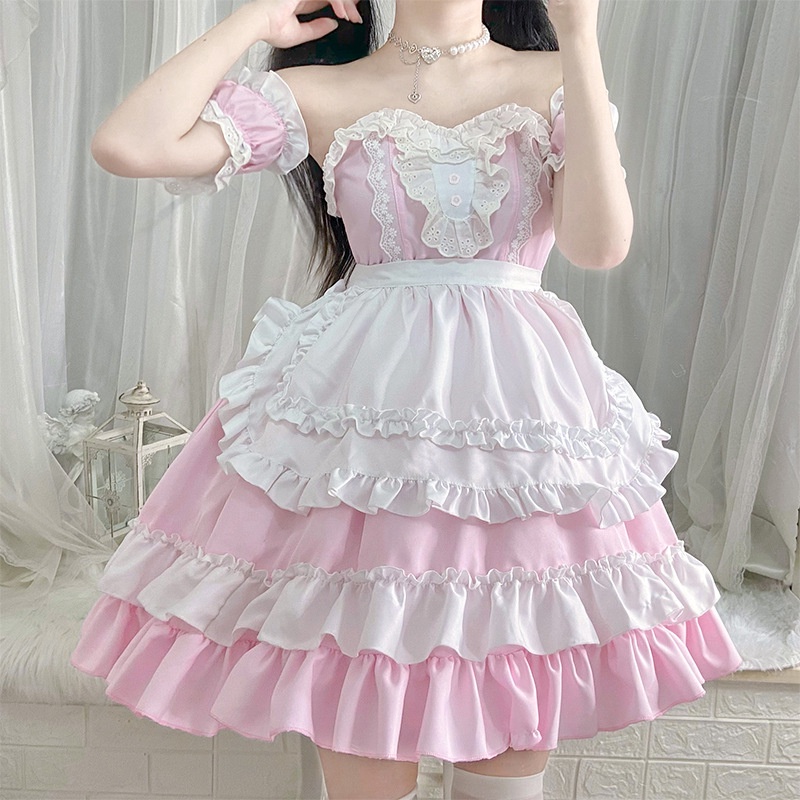 Costum Wanita Wanita Cosplay Kostum Anime Cosplay Pembantu Lolita Cafe Gaun i Kostum Pelayan