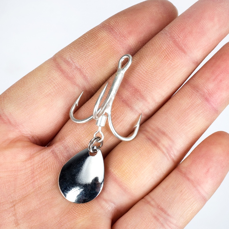 1pcs Kait Treble Baja Karbon Tinggi Dengan Sendok Sliver/Glod Putar Payet Memancing Tackle Dengan Duri Jangkar Lure Untuk Trout Bass Air Tawar Air Asin