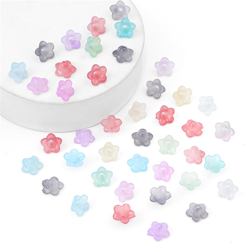 100 Pcs Transparan Akrilik Gradual Change Two-Color Flower Beads Spacer Kalung DIY Perhiasan Accssories