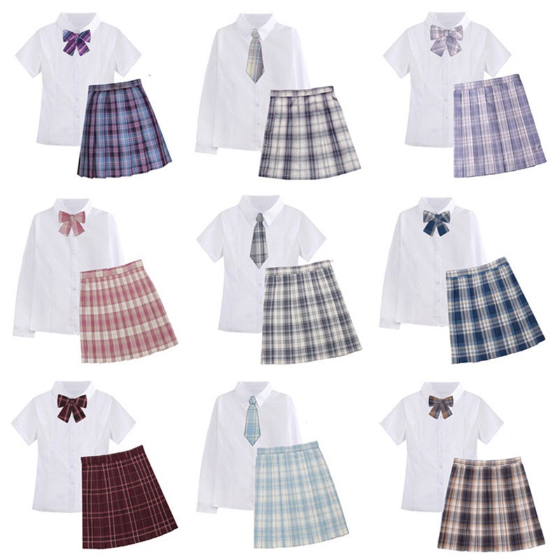 Japanese Student Short/Long Sleeve Sexy Jk Set School Uniform School Clothes Pleated Skirt Girl Seif