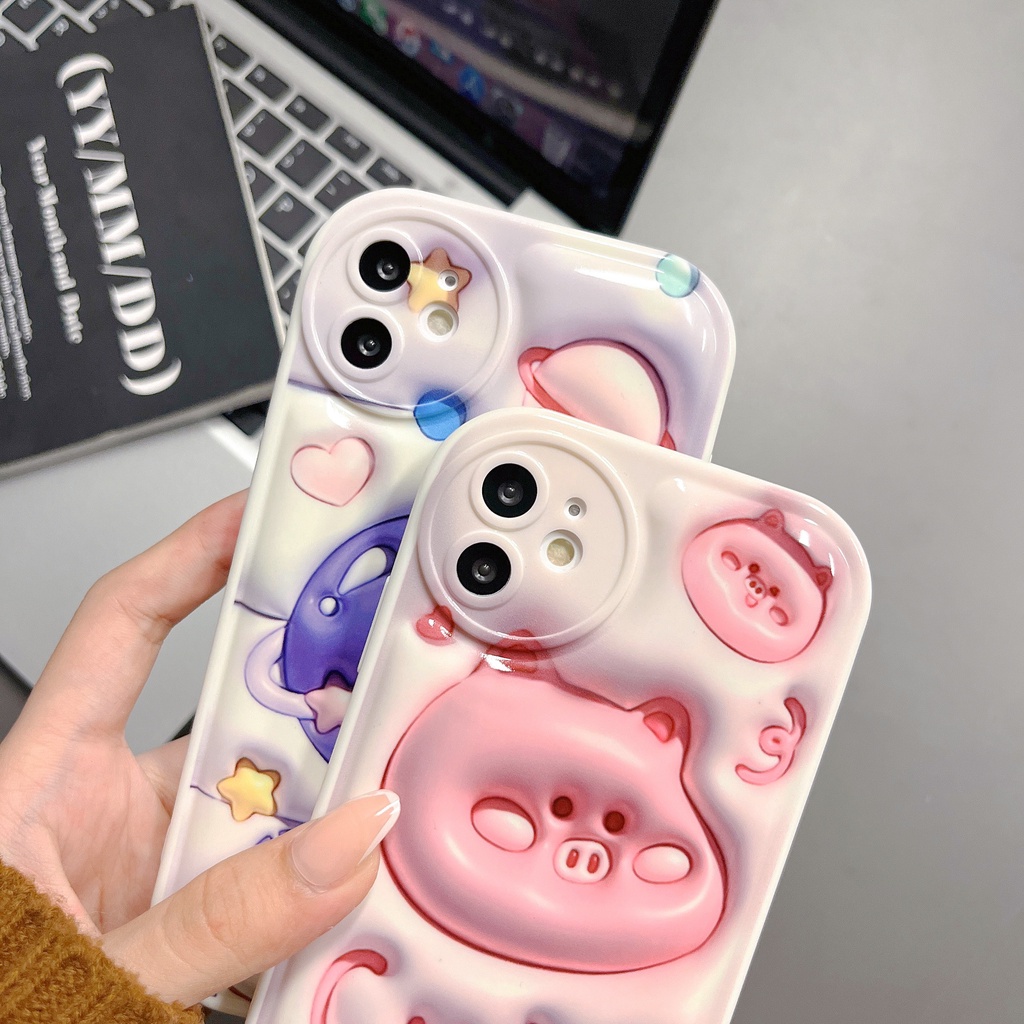 Redmi A1 10C 10A 10 9 9A 9C 9T Note 11 Pro+ 11s 11 10s 10 9s 9 8 Pro Poco X4Pro X3Pro Mi 11 Lite 11T 10TPro 12Pro Star Pig 3D Vision Phone Case TPU Soft Protective Cover