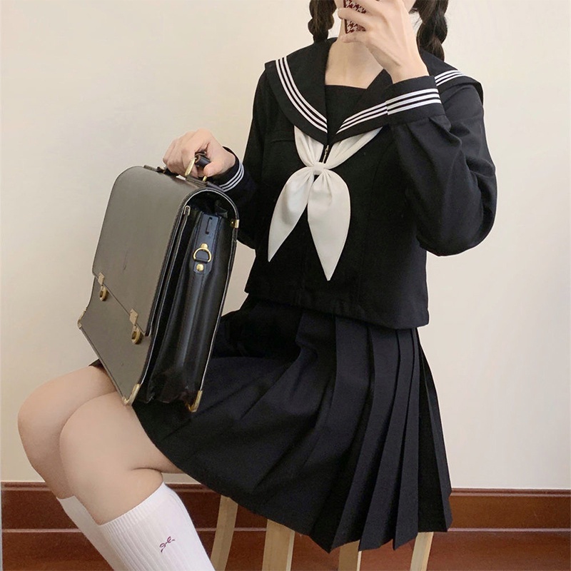 Japanese School Uniforms Style S-2xl Student Girls Navy Costume Women Sexy Black JK Suit Sailor Blou