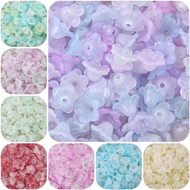 100 Pcs Transparan Akrilik Gradual Change Two-Color Flower Beads Spacer Kalung DIY Perhiasan Accssories