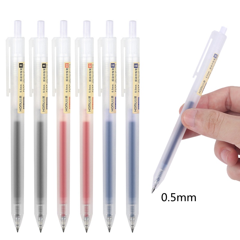 3-warna Push Neutral Pen Pulpen Tulisan Siswa Alat Tulis Pena Tanda Tangan Kantor Bisnis Umum 0.5mm Retractable Gel Pen