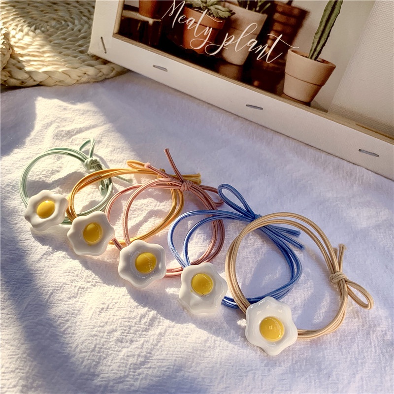 T&amp;Y Ikat Rambut Wanita Elastis 5IN1 Motif Telur Kunciran Rambut Fashion Korea Karet Rambut 5 IN 1 Aksesoris Wanita Gelang Karet Anak Perempuan Murah Import