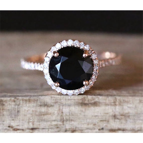 Goldkingdom Aksesoris Perhiasan Fashion Ready Stock Gaya Baru Bertatahkan Batu Permata Hitam Sintetis Berlapis Rose Gold Cincin Dengan Micro Eropa Dan Amerika Bertatahkan Penuh Perhiasan Berlian