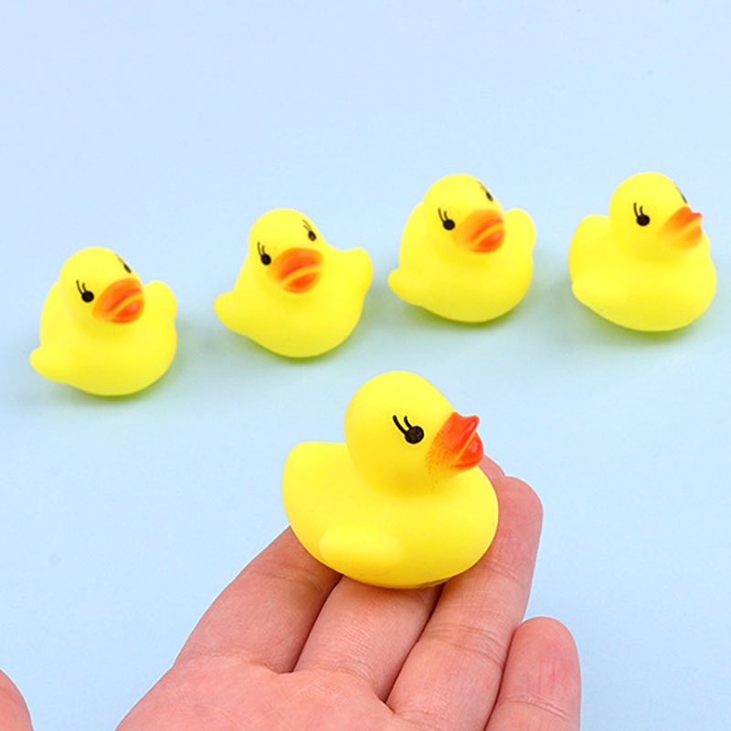 5pcs/set Mainan Mandi Apung Anak-Anak Cincin Renang Mini Karet Bebek Kuning Jaring Ikan Cuci Renang Mainan Balita