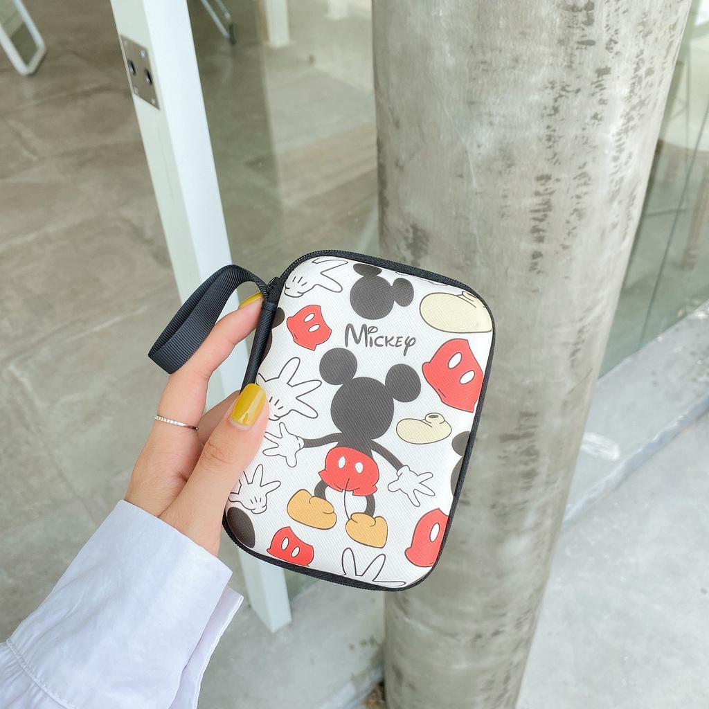 Pouch Bag Dompet Koin Uang Charger Kabel Headset Kartu Kunci Makeup Make up Kosmetik Tas Travel Organizer Portable Multifungsi Serbaguna Waterproof Lucu Gambar Karakter Kartun Cartoon Lotso Snoopy Kuromi Doraemon Mickey Maruko Elmo Warna Pink