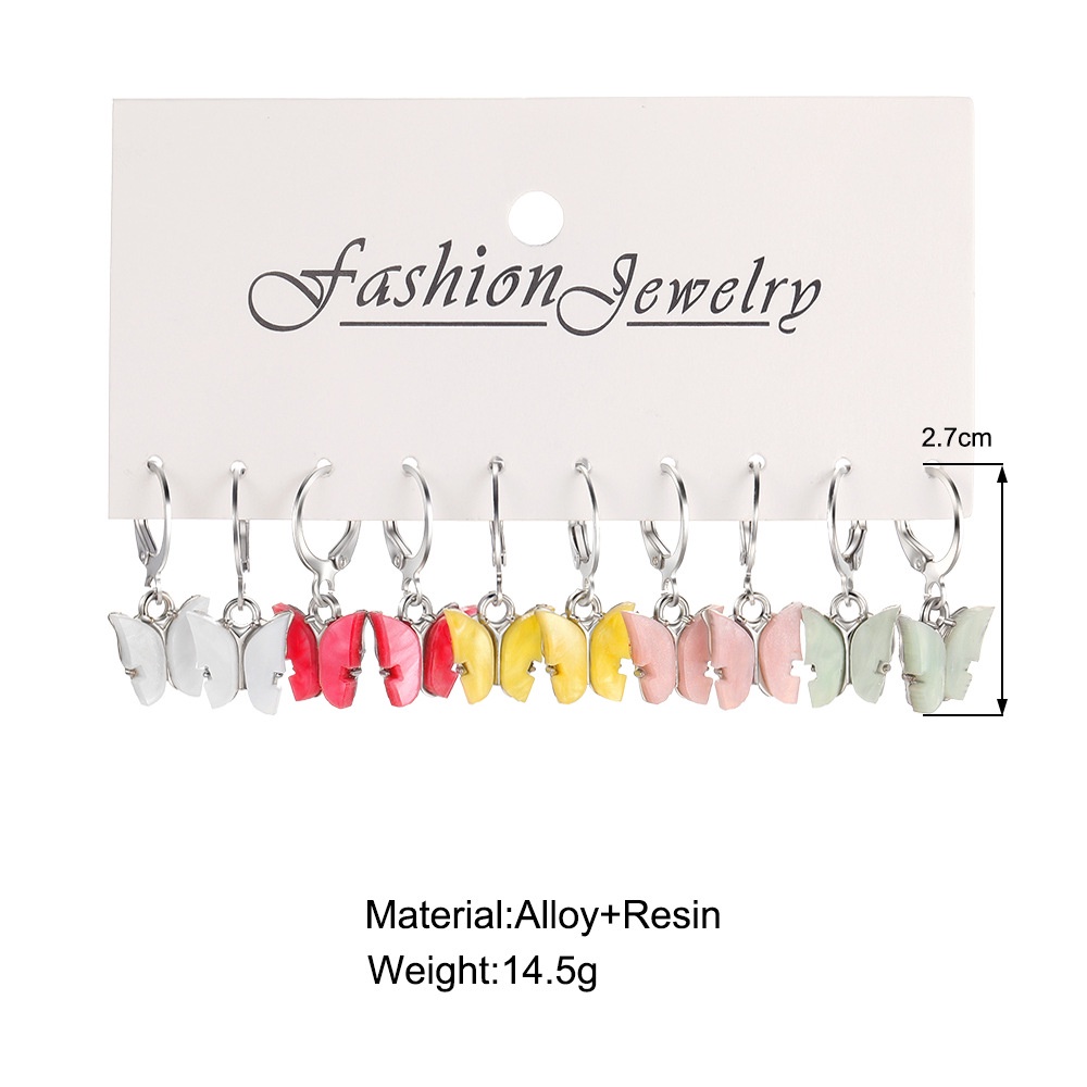 Set Anting Kupu-Kupu Resin Warna-Warni Sederhana Untuk Wanita Kreatif Lucu Anting Perhiasan Aksesoris Hadiah Pesta