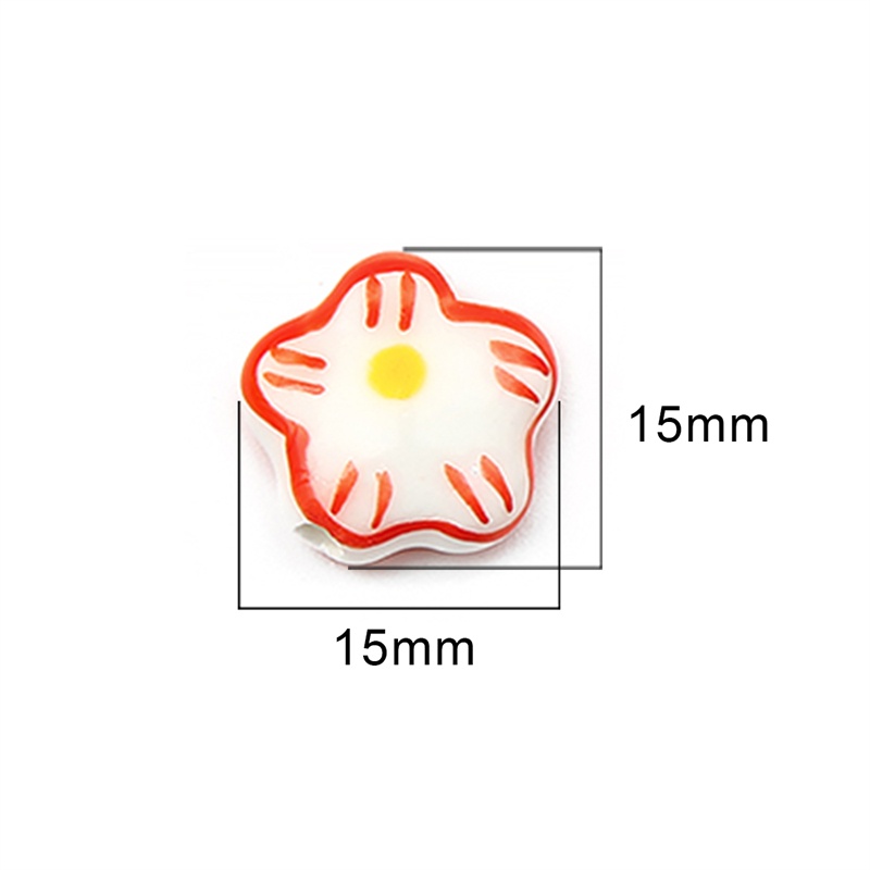 2pcs 15mm Lucu Kartun Hand-Paint Bunga Keramik Porselen Manik-Manik Untuk Kalung Gelang Anting DIY Membuat Kerajinan Perhiasan