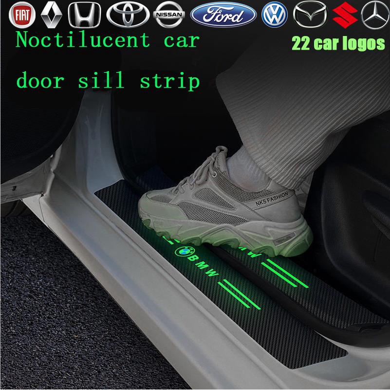 Mobil luminous threshold strip door pedal anti-step Stiker Serat Karbon Pelindung strip Hias Daihatsu Isuzu