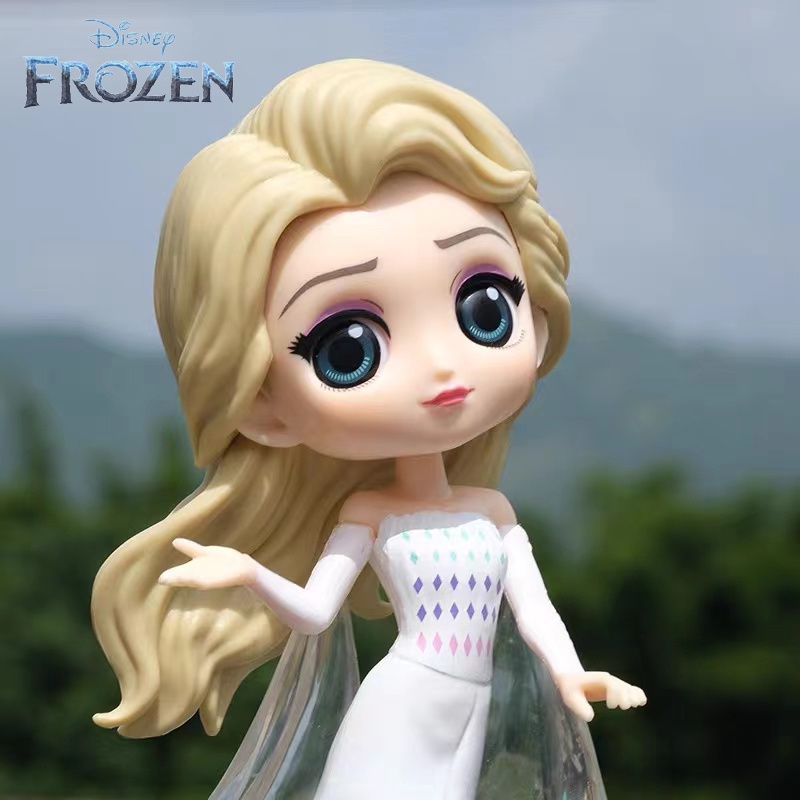 Frozen Princess Elsa Anna 15cm Q Posket Elsa PVC Action Figure Mainan Untuk Ulang Tahun Anak Natal Topper Kue Dekorasi