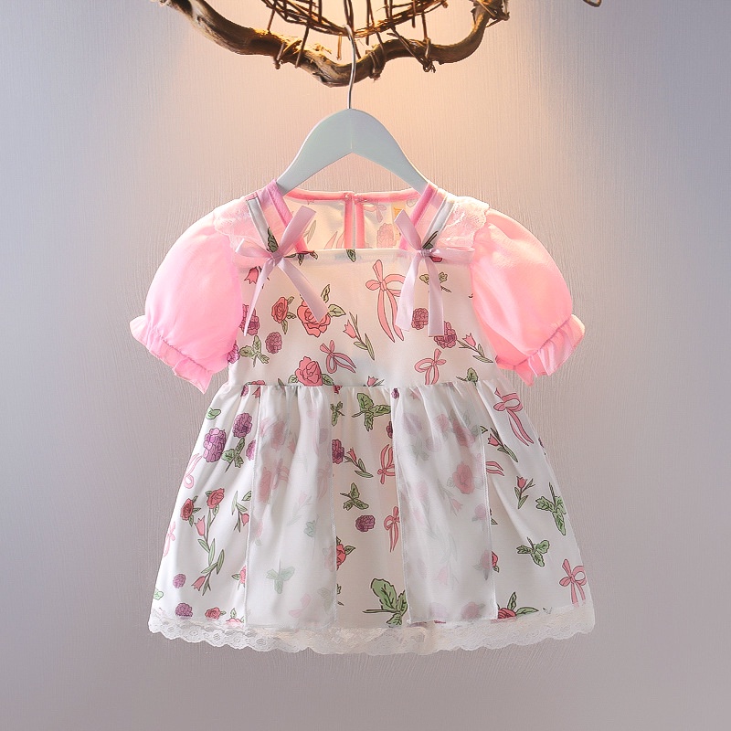 0-3 years old girl's dress summer forest country style sweet flowers fresh floral girl princess dress new