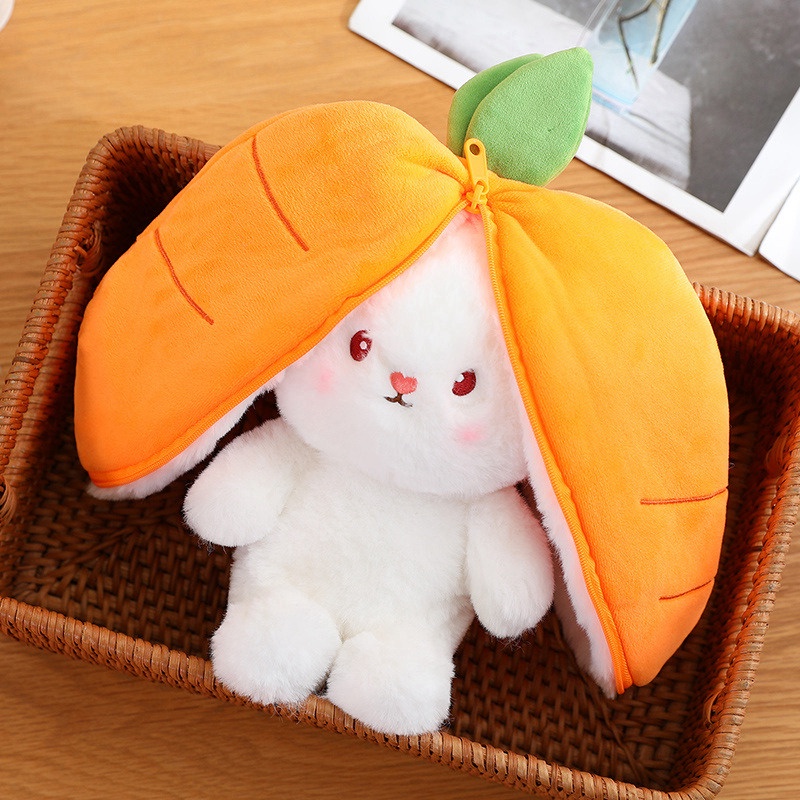 18 /25/35cm Bunny Plush Mainan Lucu Strawberry Wortel Kelinci Kawaii Lembut Boneka Bersembunyi Di Tas Mainan Untuk Anak Perempuan Hadiah