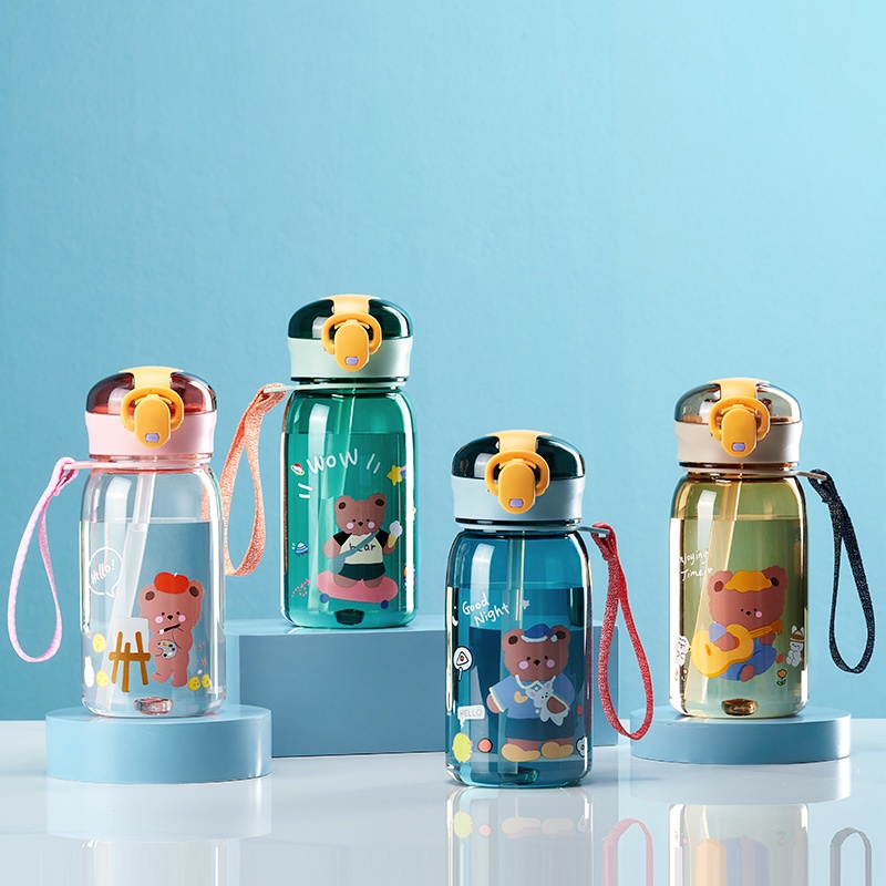 Cangkir Sippy Air Anak Dengan Sedotan Kartun Botol Air Anti Bocor Botol Minum Portabel Luar Ruangan Anak Lovely Cup