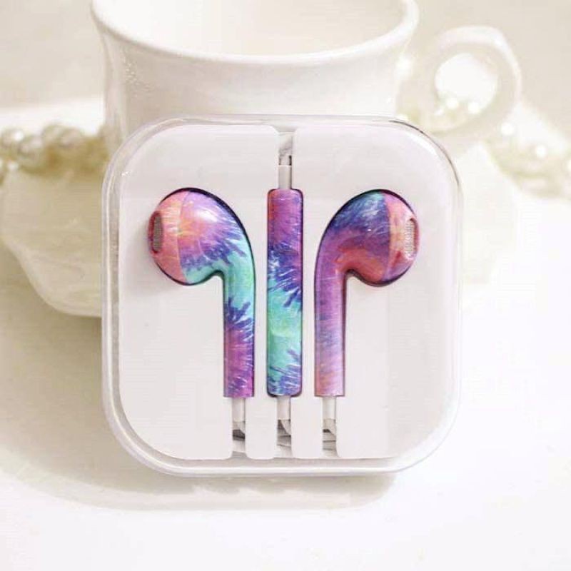 Earphone Universal Motif Warna-Warni 3.5mm In-Ear Headphone Stereo Kabel Dengan Mic Headphone Universal