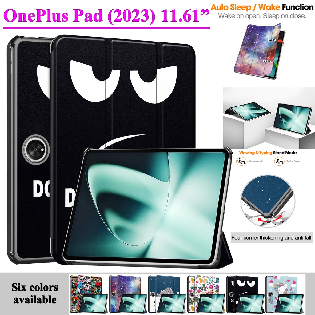 Untuk OnePlus Pad (2023) 11.61 &quot;1+Kualitas Tinggi Tablet Perlindungan Case Casing Fashion Pola Dicat Tiga Lipat Custer Flip Stand Kulit Cover