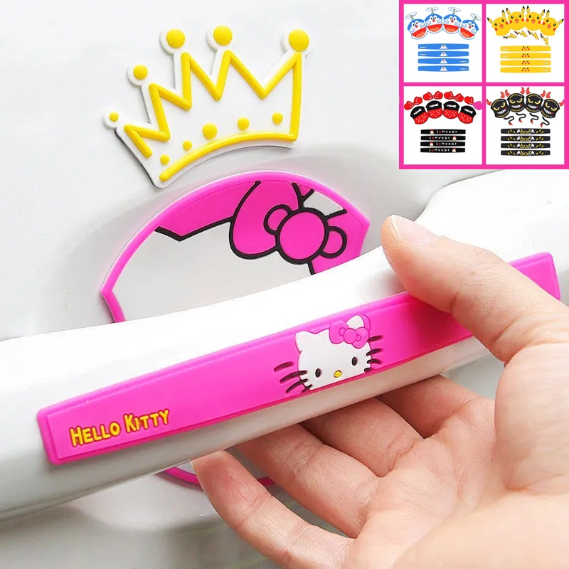 Stiker Hias Pintu Mobil Stiker Pelindung Gagang film Pelindung Kartun Lucu Universal door bowl stickers Anti-Tabrakan strip Permukaan Cat Anti Gores