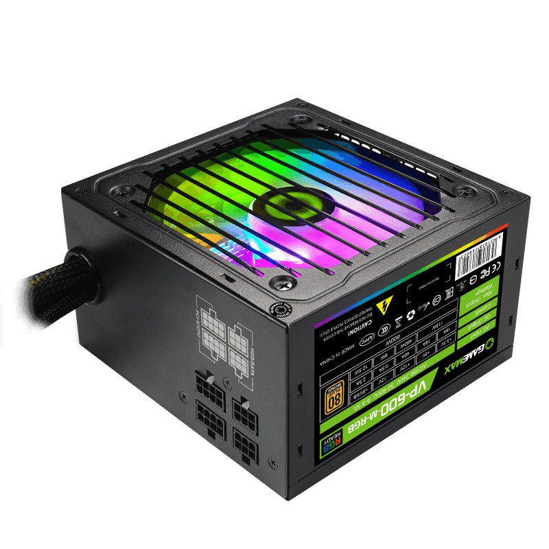 GameMax VP600 Semi Modular RGB Power Supply 600w 80+ Bronze Internal PSU PC ATX