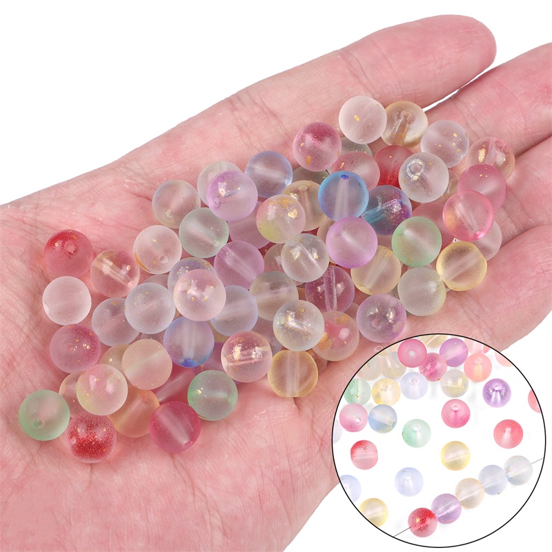 50pcs 8mm Matte Jelly Seri Duawarna Bulat Akrilik Longgar Spacer Manik-Manik Untuk Membuat Perhiasan Diy Handmade Gelang Aksesoris