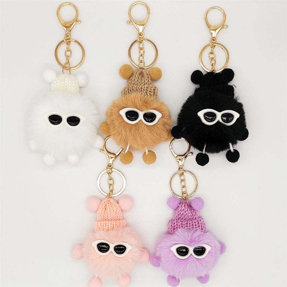 Gantungan Kunci Bulu Warna Real Rabbit Fur Pompom Mewah Lucu Keychain Fluffy Keyring Wanita Tas Liontin Aksesoris Hadiah