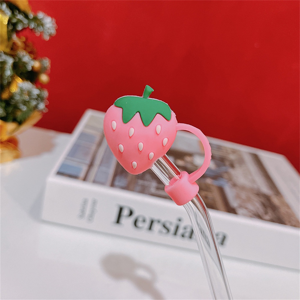 ღ Kartun Kaca Jerami Plug Tahan Debu Jerami Stopper Reusable Minum Tabung Segel Air Piala Lucu Musim Panas Kaca Jerami Topi Dekoratif aksesoris