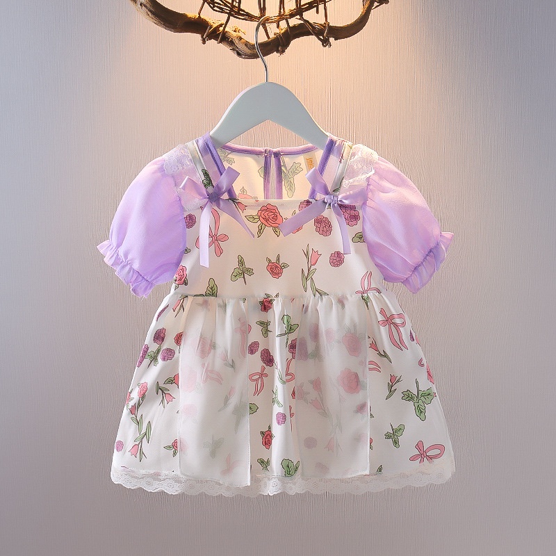 0-3 years old girl's dress summer forest country style sweet flowers fresh floral girl princess dress new