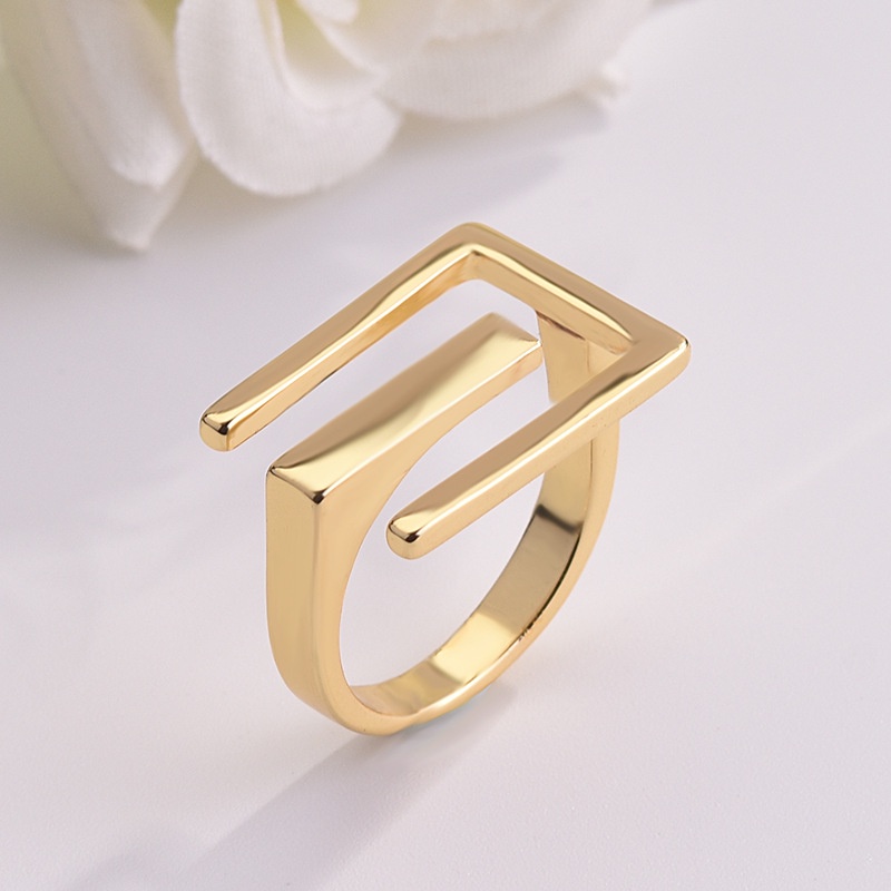 Goldkingdom Fashion Perhiasan Aksesoris Ready Stock Geometris Kecil Berlapis Emas Cincin Wanita Jari Telunjuk Ekor Cincin Perhiasan Pertunangan