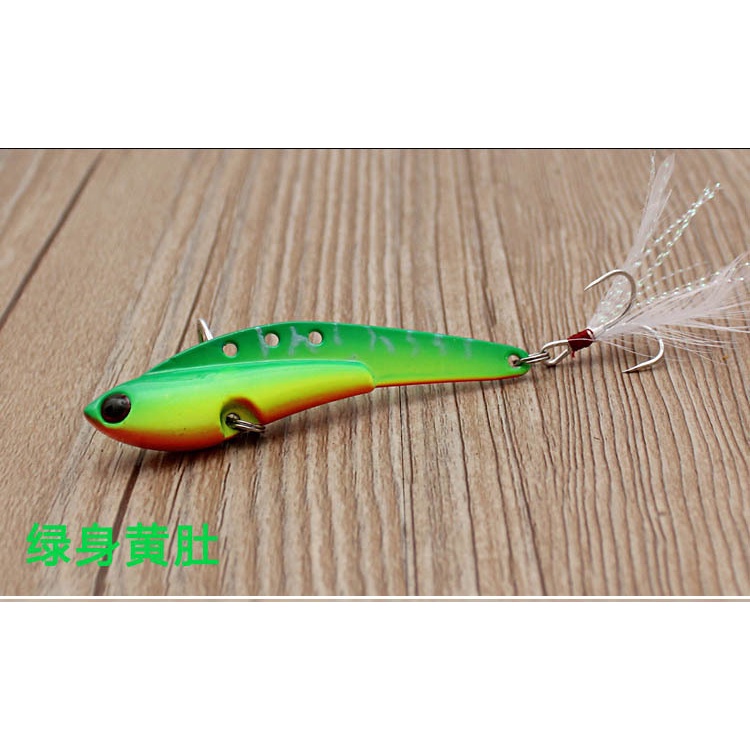 1pcs VIB Umpan Pancing 13g 18g 25g 30g Swimbait Bass Wobbler Metal Tenggelam Umpan Dengan Kait Kekuatan Bulu Fishing Tackle